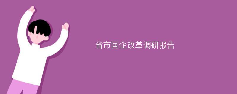 省市国企改革调研报告