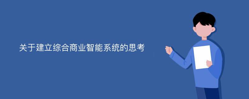 关于建立综合商业智能系统的思考