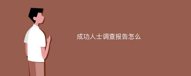 成功人士调查报告怎么