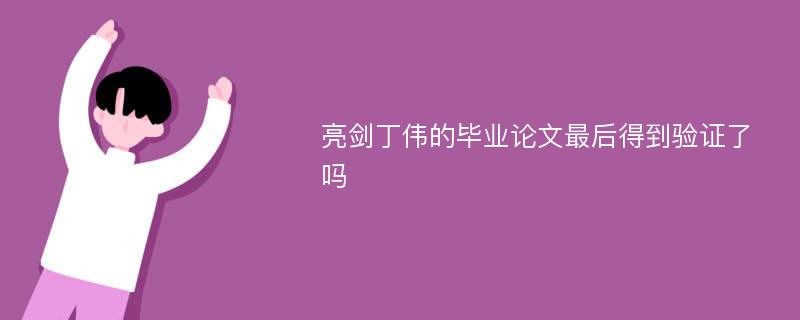 亮剑丁伟的毕业论文最后得到验证了吗