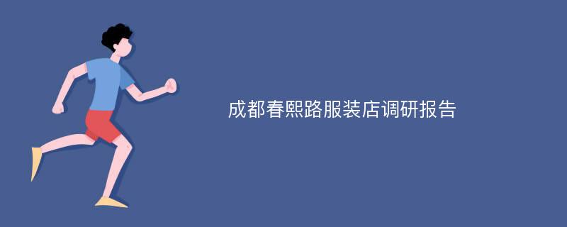 成都春熙路服装店调研报告