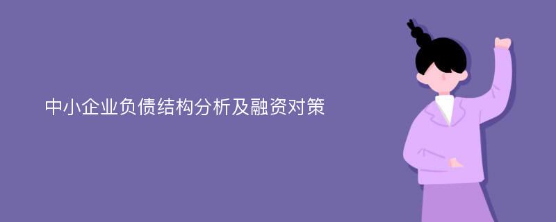 中小企业负债结构分析及融资对策