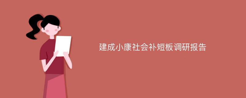 建成小康社会补短板调研报告